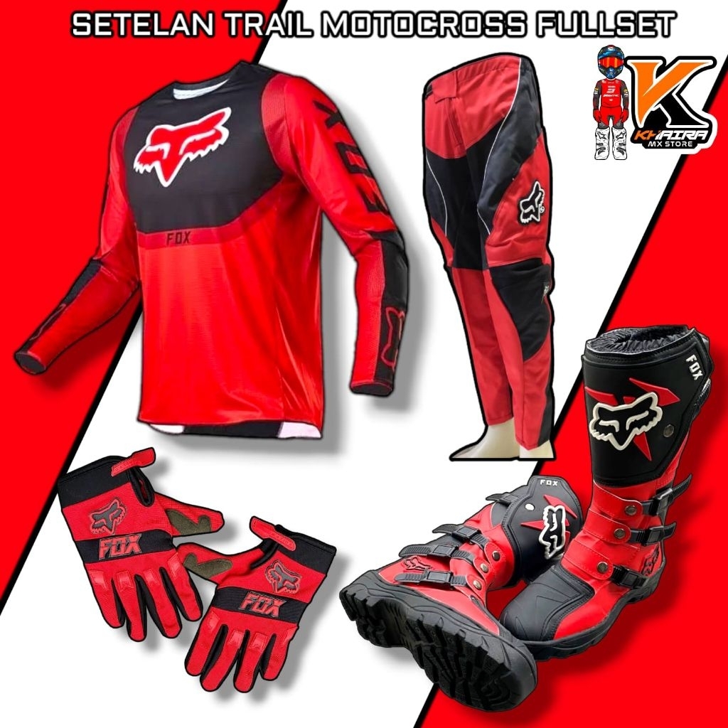 PAKET BAJU TRAIL ANAK CROSS ANAK  SETELAN TRAIL JERSEY SET TRAIL ANAK CELANA GLOVE SEPATU TERMURAH
