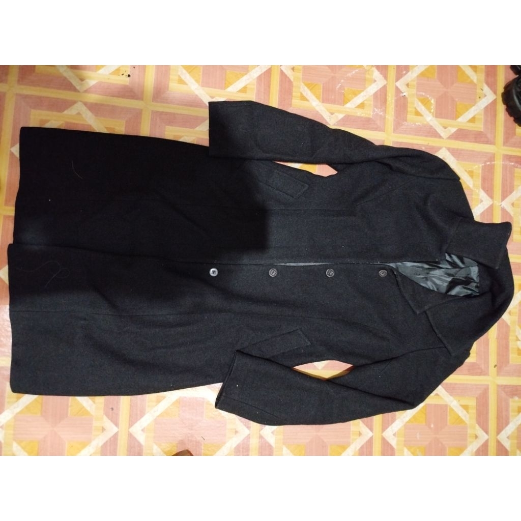 WTS coat long hitam, preloved