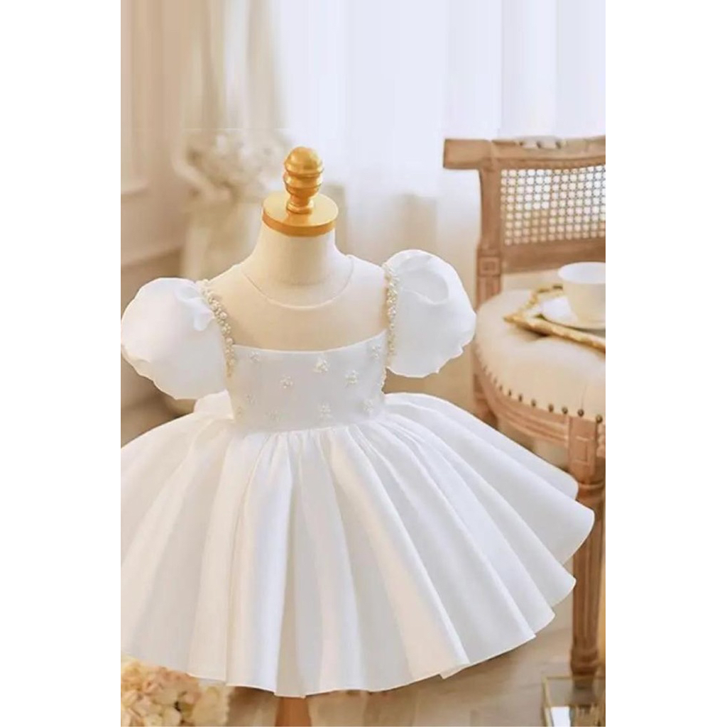 gaun putih anak mekar | dress putih komuni pertama | dress gereja