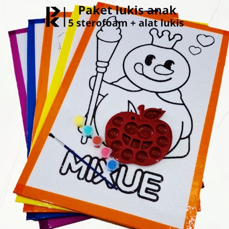 

KODE M26T Paket hemat 5 styrofoam lukis anak free kuas cat dan palet