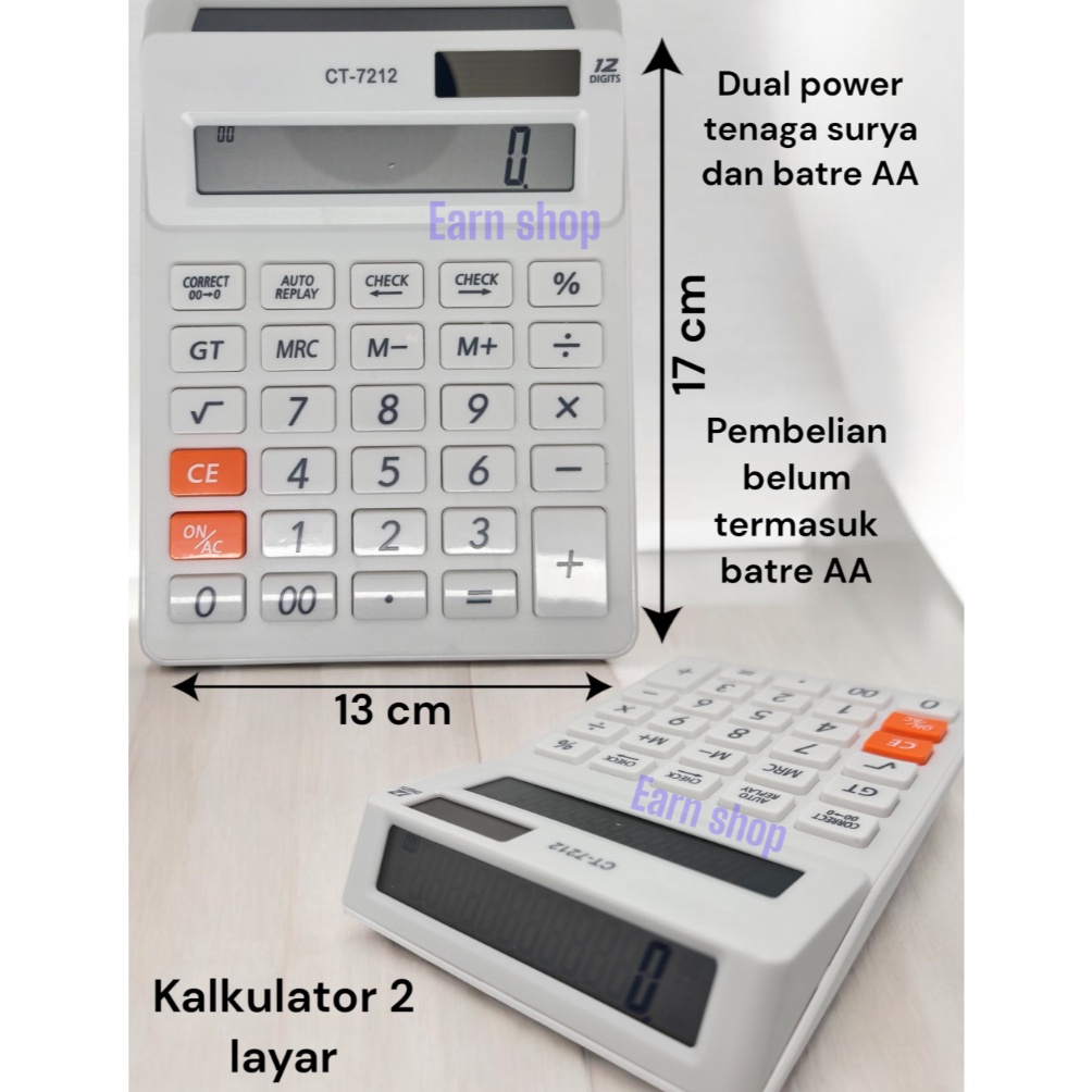 

Kalkulator Citizen CT7212 Calculator 2 Display Layar Check Ulang CT7212 12Digit KODE U8N3