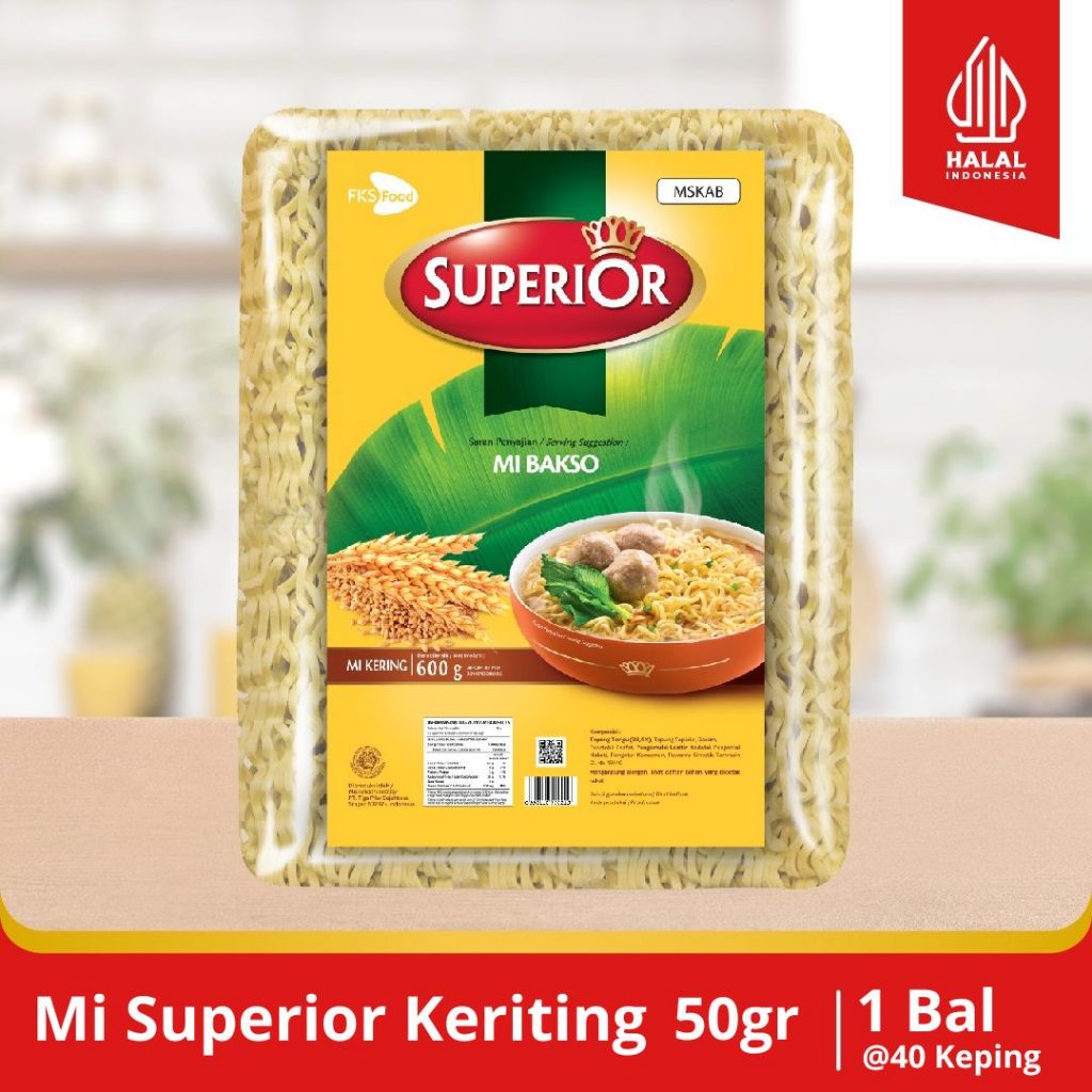 

Mi Superior Keriting - Mie Bakso - 1 Bal - 40 Keping - 50gr