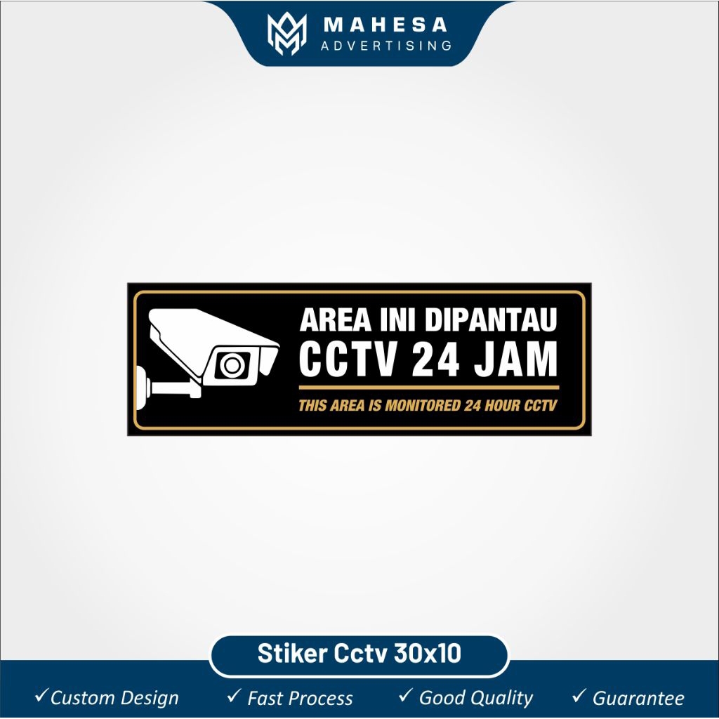 

Stiker CCTV 24 Jam – Area Ini Dipantau | Ukuran 30x10 cm | Stiker Pengawas Keamanan