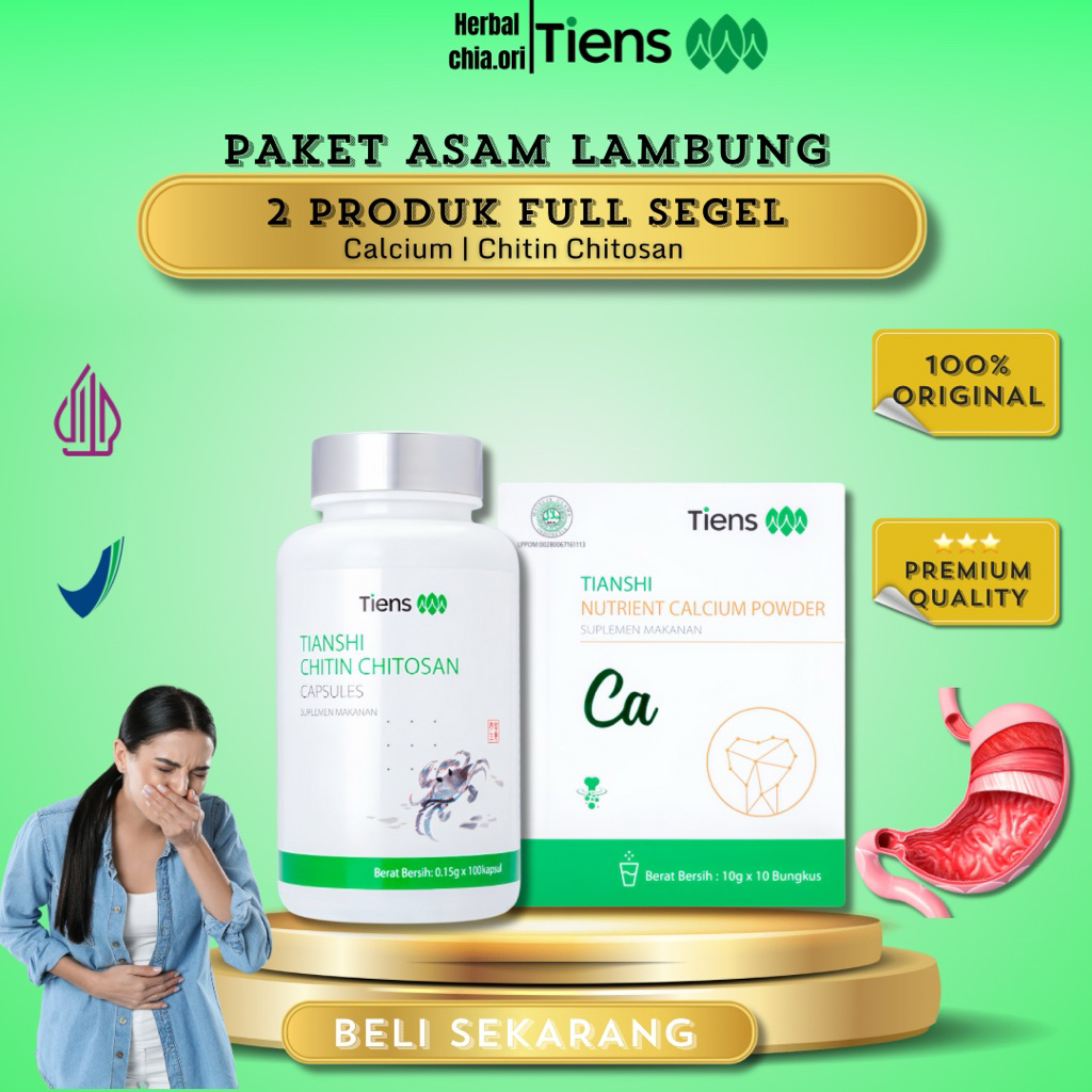 TIENS Paket Asam Lambung, Maag, Gerd Tianshi Chitin Chitosan + Tianshi Zinc + Tianshi Calcium Powder