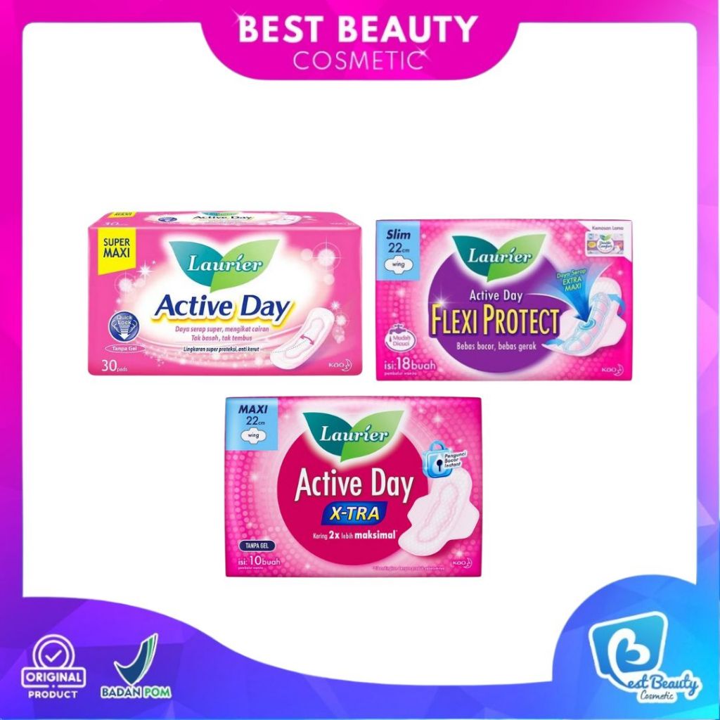 LAURIER Active Day Super Maxi Non | Wing Active Day Pembalut  | Best Beauty Cosmetic