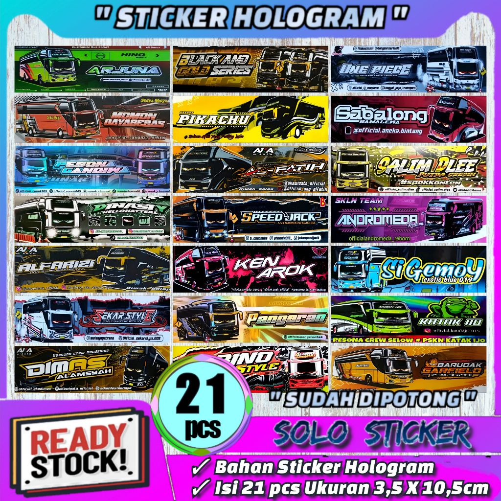 

21 pcs STICKER Bus Panjang HOLOGRAM ANTI AIR - SUDAH DIPOTONG