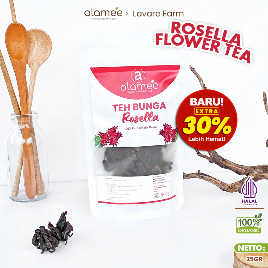 

ALAMEE Rosella Flower Tea Teh Bunga Rosela Kering Flower Merah Organik Red 25gr BUMA