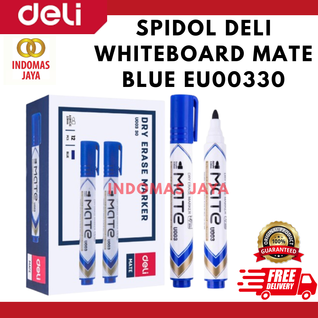 

Deli EU00330 Dry Erase Marker/Spidol Whiteboard- Bullet 2.0mm Blue / Bullet Marker
