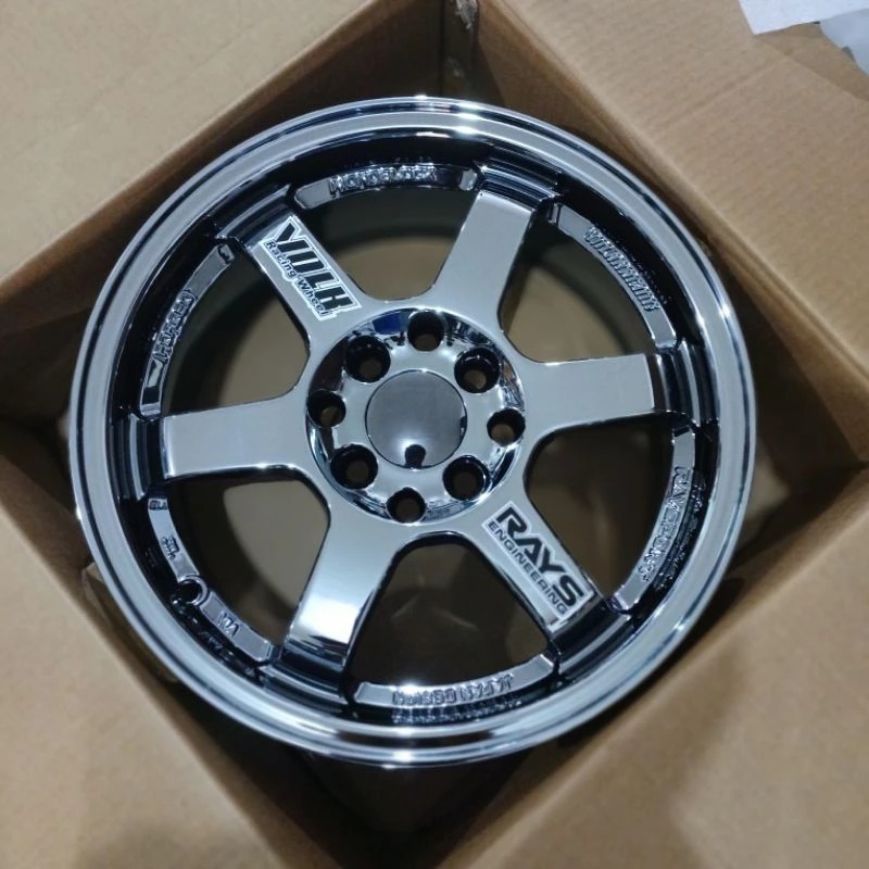 VELG MOBIL BLACK CHROME TE37 OG RING 15 BRIO, CALYA, SIGRA, MOBILIO, AVANZA, XENIA, DLL