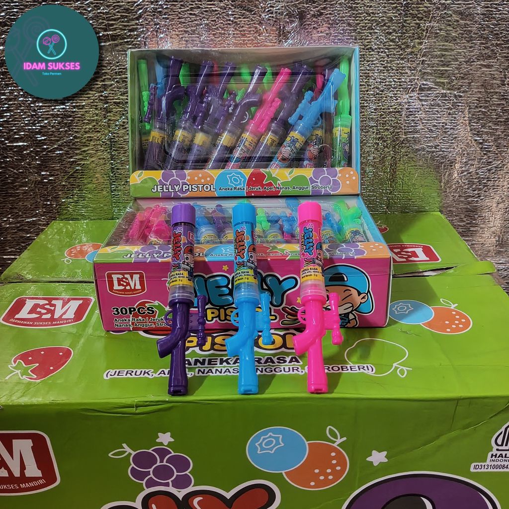 

DSM jelly bentuk pistol mainan isi 30 pcs 1 box
