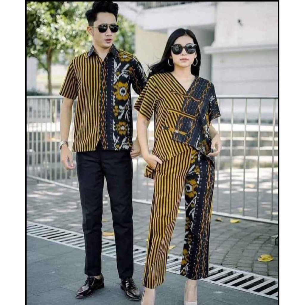 BAJU TENUN IKAT COUPLE KEMEJA TENUN BLOUSE TENUN CELANA TENUN KEMEJA KERJA