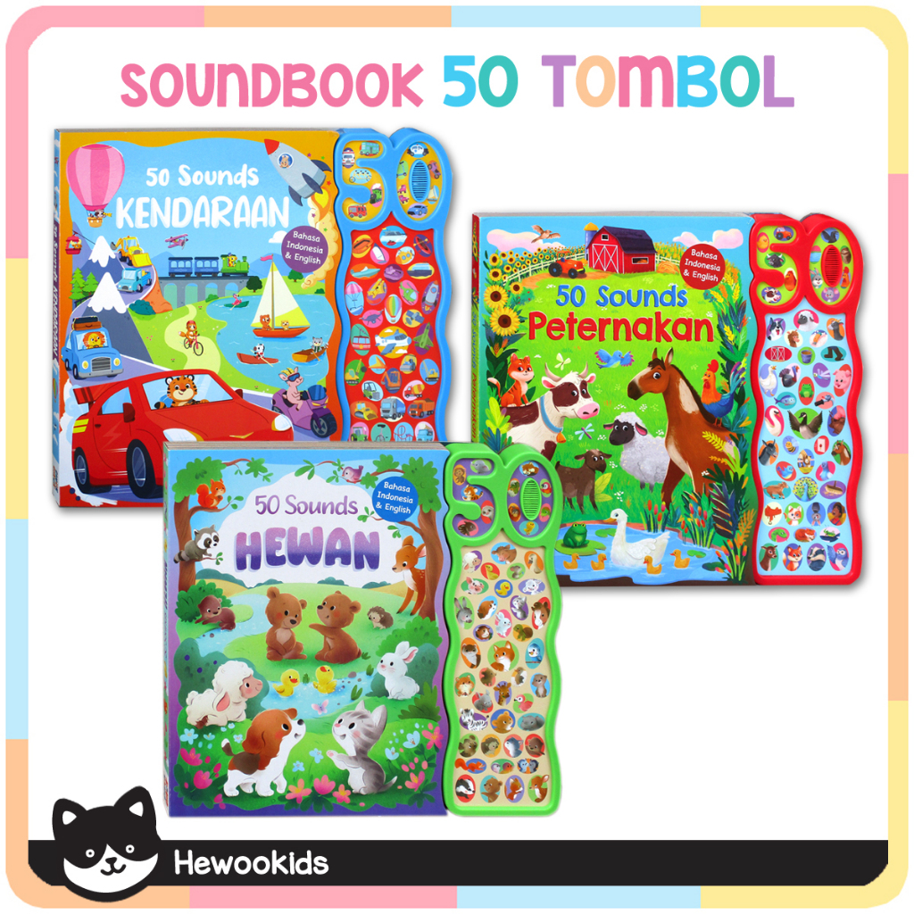 50 Sounds Kendaraan/Peternakan Sound Board Book (Bahasa Indonesia & English)