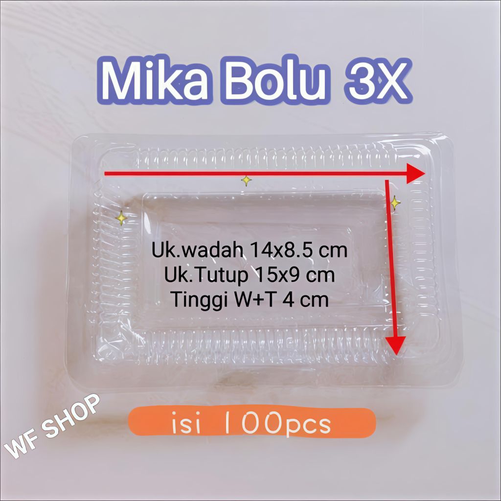 Isi 100pcs MIKA plastik ukuran 3X MIKA bening lipat staples tempat wadah saji nasi kuning ...