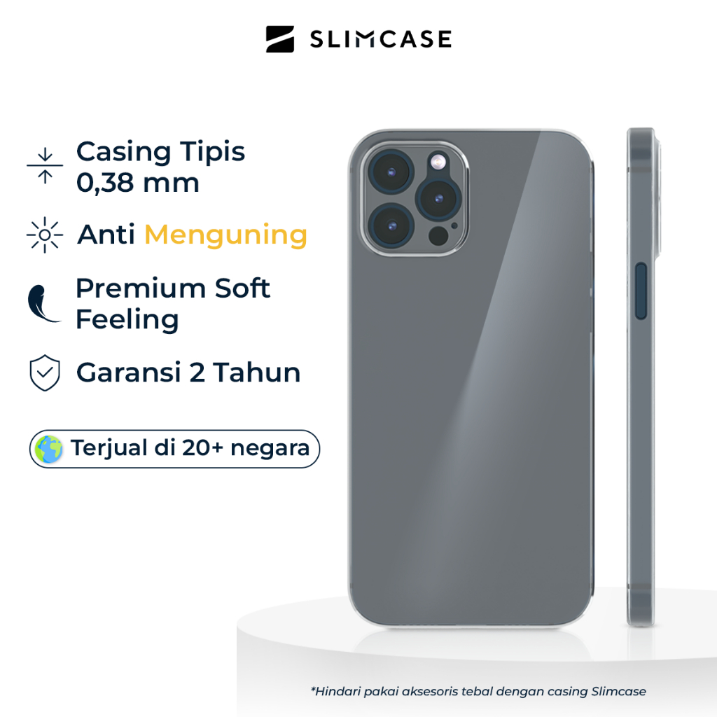 Casing iPhone 12 Series Slimcase Classic 1 - Ultra-Thin 0.38 mm, Transparan & Tidak Menguning