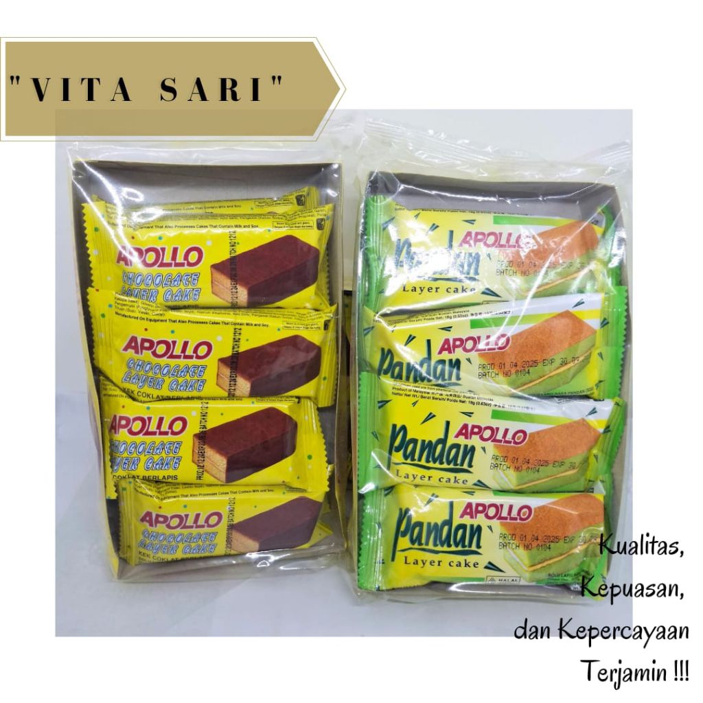 

APOLLO CAKE /APOLLO PANDAN/APOLLO COKLAT /CAKE APOLLO 144gr/@8