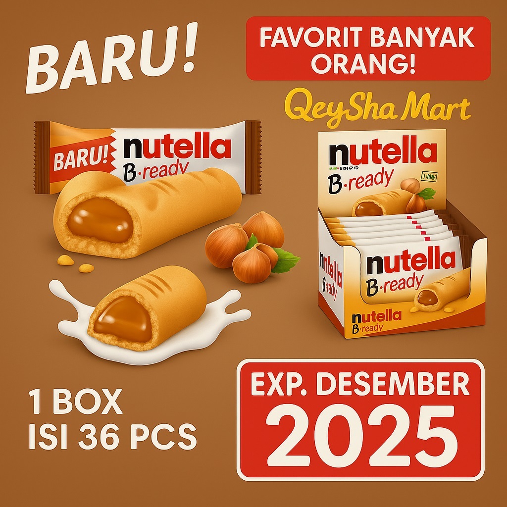 

Nutella B-Ready Wafer Cokelat 22g x 36 pcs | HALAL | Exp Desember 2025​