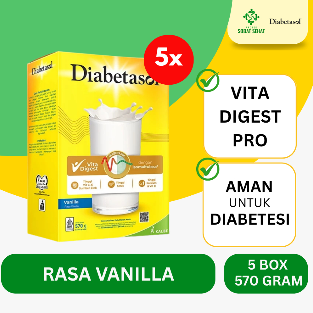 

[LEBIH HEMAT] @5 BOX Diabetasol Vanilla 570g Nutrisi Lengkap Rendah Gula