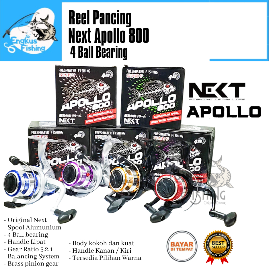 Reel Pancing NEXT APOLLO 800 (4 Bearing) Spool Alumunium Murah - Engkus Fishing