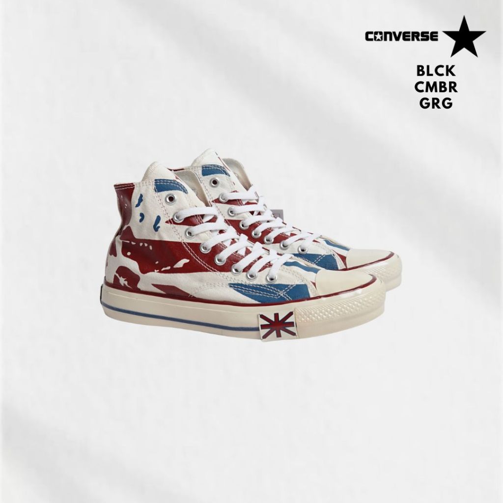 ( BCG ) Sepatu Sneakers Pria Converse Union Jack Flag English Bendera Inggirs Merah Putih