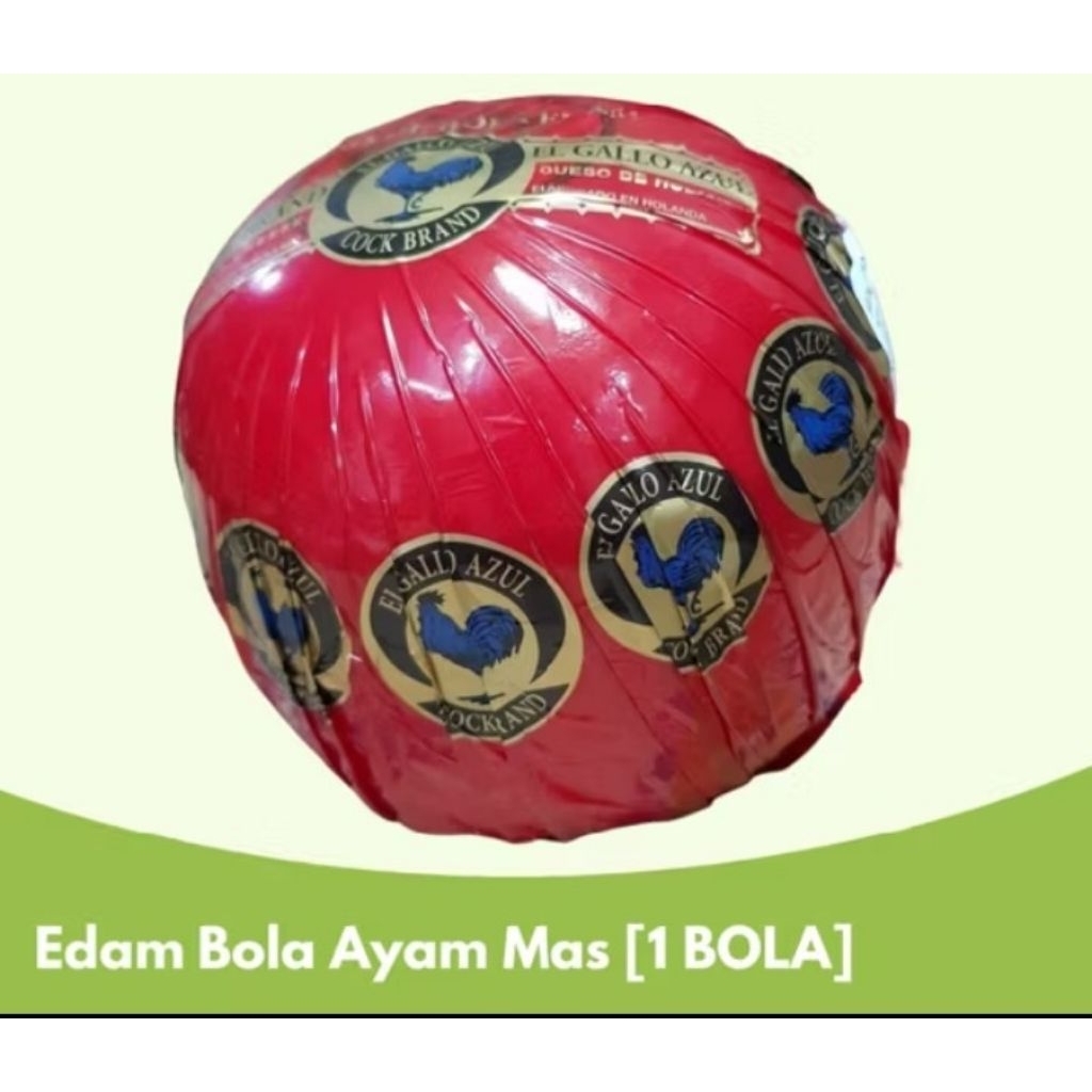 

Keju Edam / Bola Ayam Emas 1.6 KG Import Holland Keju Tua COCK BRAND