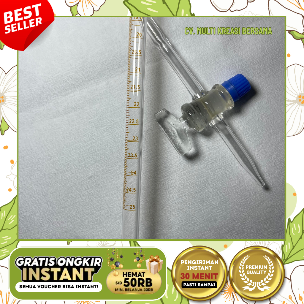 BURET 25 ML PYREX KACA / BURETTE GLASS PYREX 25 ML