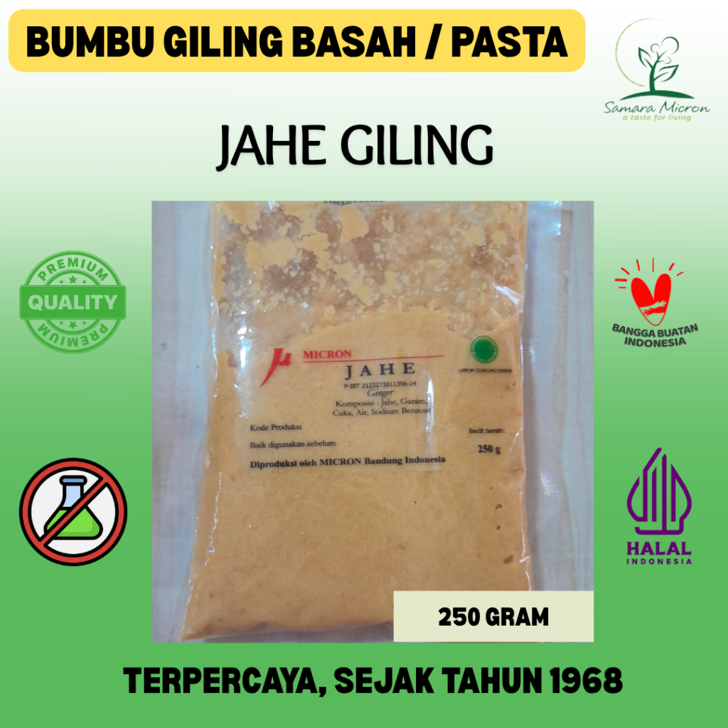

Bumbu Dasar Samara Micron - Jahe Giling Basah / Pasta - 250 Gram