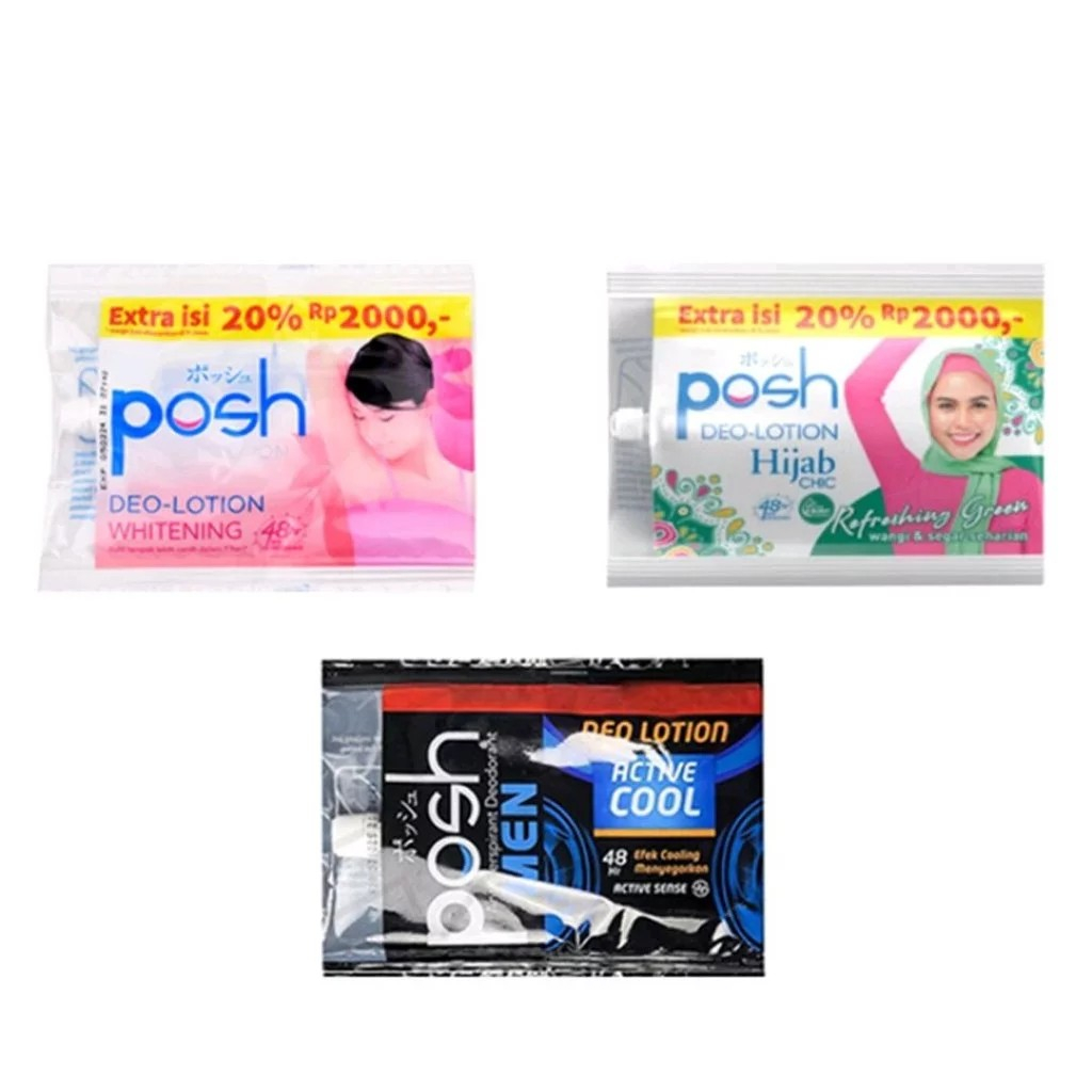 1 Renceng POSH Deo Lotion Sachet 11gr / Posh Deodorant isi 12 + 2 Pcs