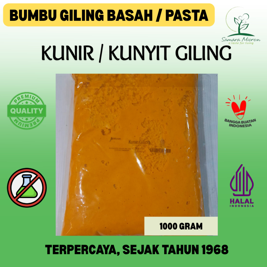 

Bumbu Dasar Samara Micron - Kunir Giling Basah / Kunyit Giling - Kunir Pasta - 1000 Gram