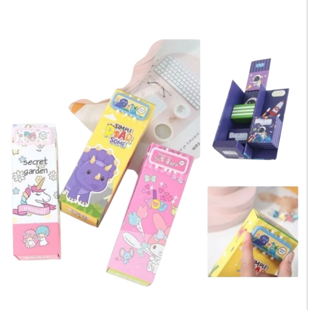

Tempat pensil kode angka hard karton tebal astronot, unicorn / Kotak pensil kode password unicorn, astronot / Pencil case kode hard karton tebal