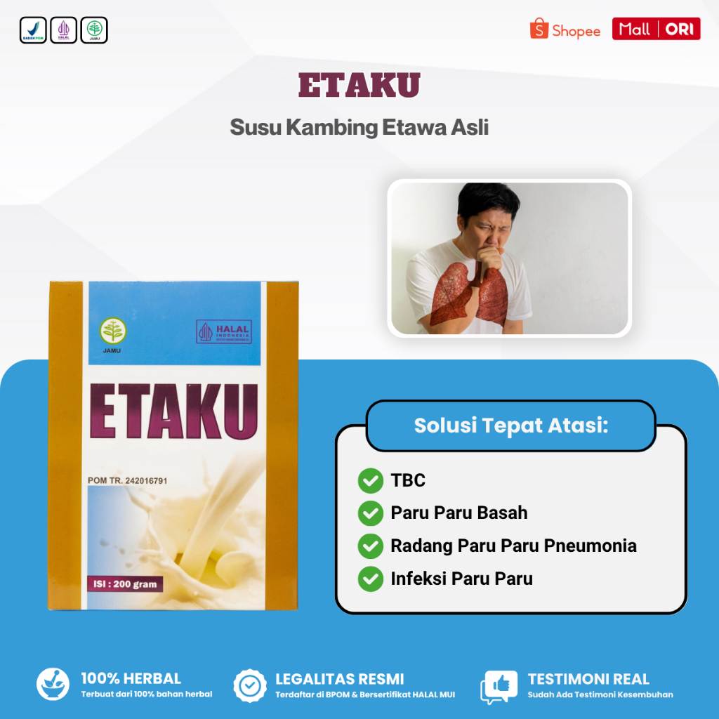 

Obat TBC Radang Paru Paru Basah Pneumonia Sesak Nafas Batuk Berdarah - Etaku Susu Kambing Etawa