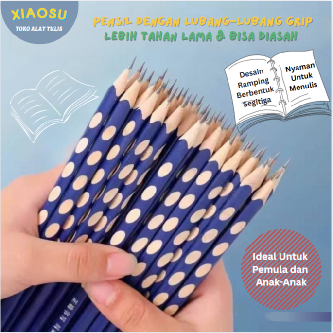 

XIAOSU 12-50PCS Grahite Pencil HB Pensil Bentuk Segitiga Ergonomis Pensil Kayu 58181-Q037 Alat Tulis Sekolah