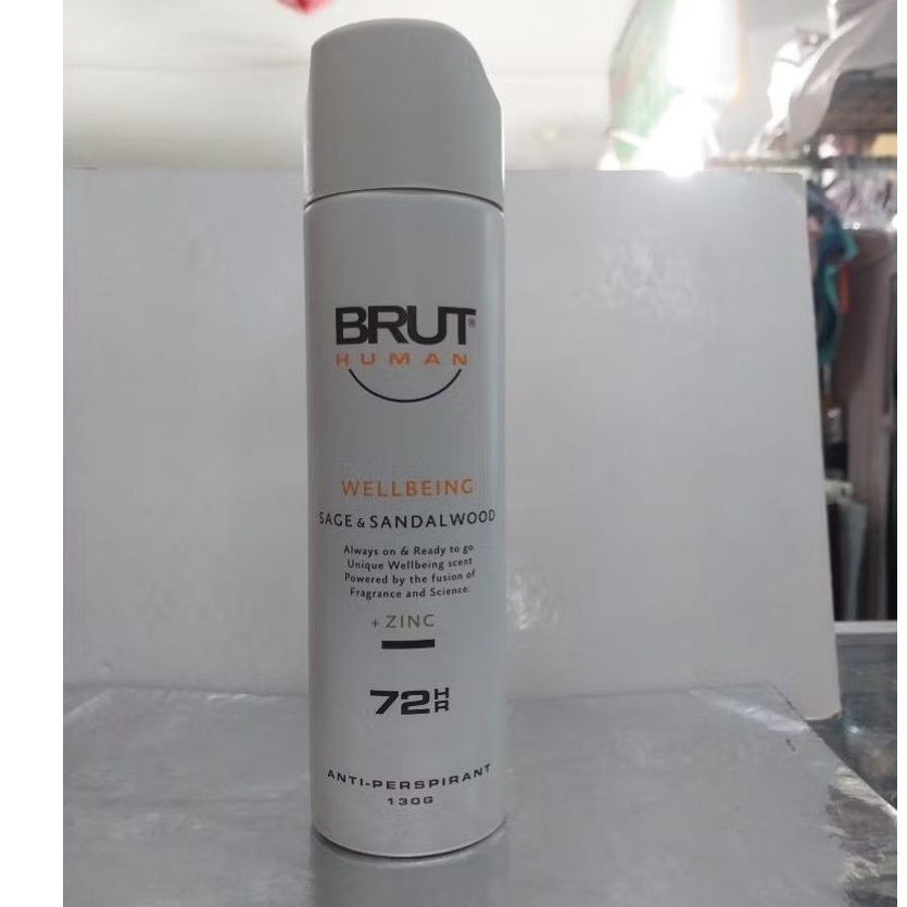 BRUT HUMAN DEODORANT SPRAY WELLBEING SAGE & SANDALWOOD + ZINC 72HR 130GR