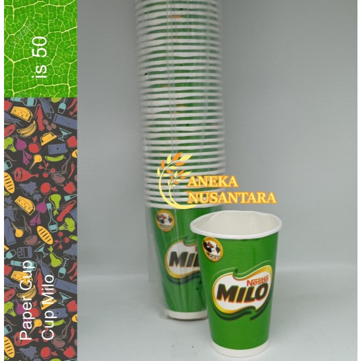 Paper Cup / Paper Cup Milo Uk 8 oz / Gelas Milo isi 50 Promo
