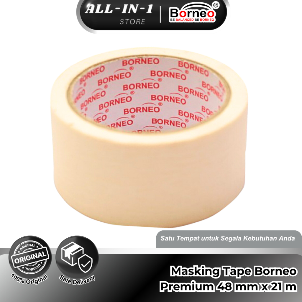 

Borneo Masking Tape / Isolasi Lakban Kertas Premium 2inch/48mm x 21 m