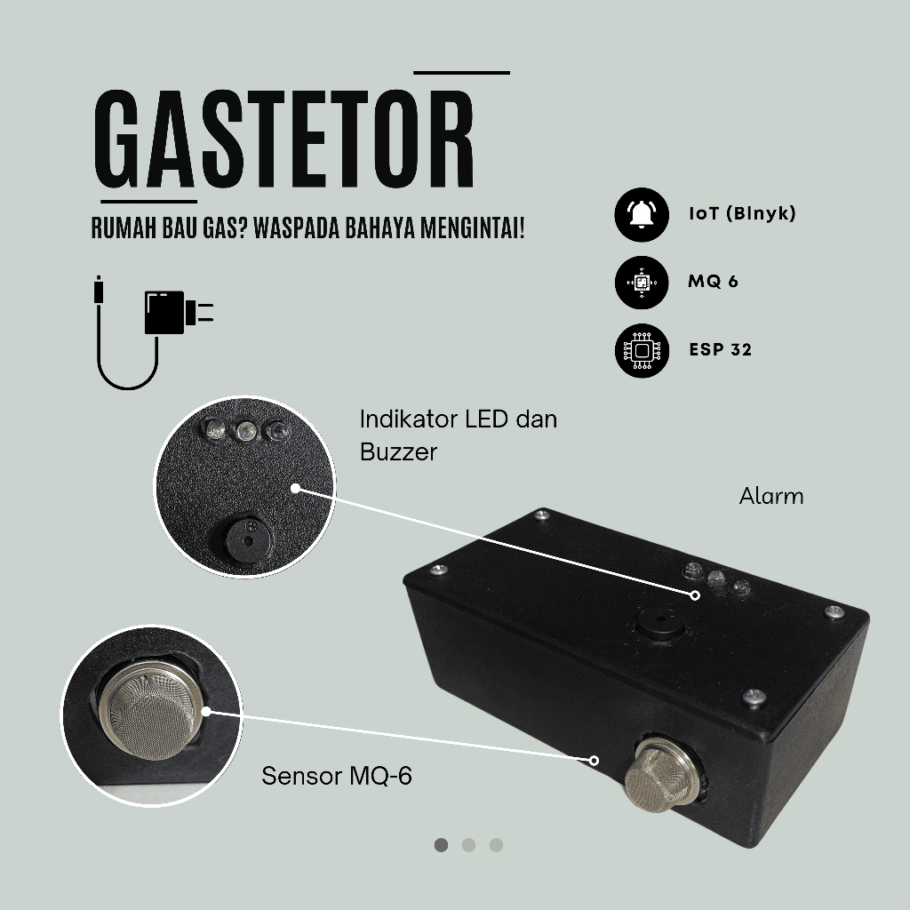 Gastetor - Alat Deteksi Kebocoran Gas LPG Otomatis | Sensor MQ-6 + ESP32 + Buzzer + Blynk Notifikasi