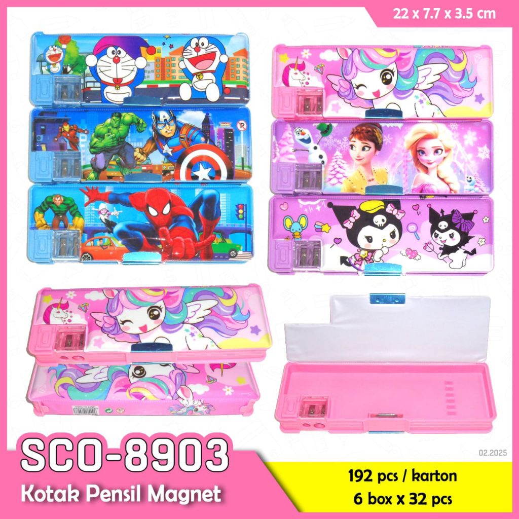 

KOTAK PENSIL MAGNET BIG + SERUTAN /pensil case Astronout,Dinosour,Unicorn,DISNEY