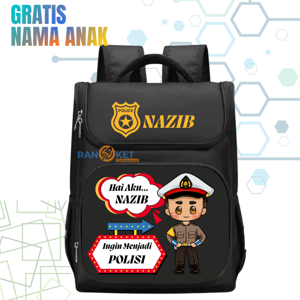 Polisi I Tas Ransel Sekolah Anak TK/SD Cita Cita "POLISI" I Tas Sekolah Anak SD/TK Cita Cita "POLISI