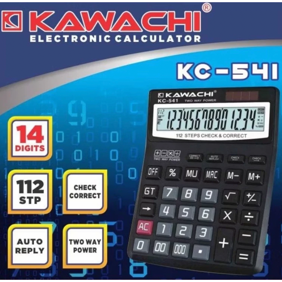

KAWACHI Kalkulator 14 Digit KC-541 | Dual Power Calculator Serbaguna KC541 KC 541