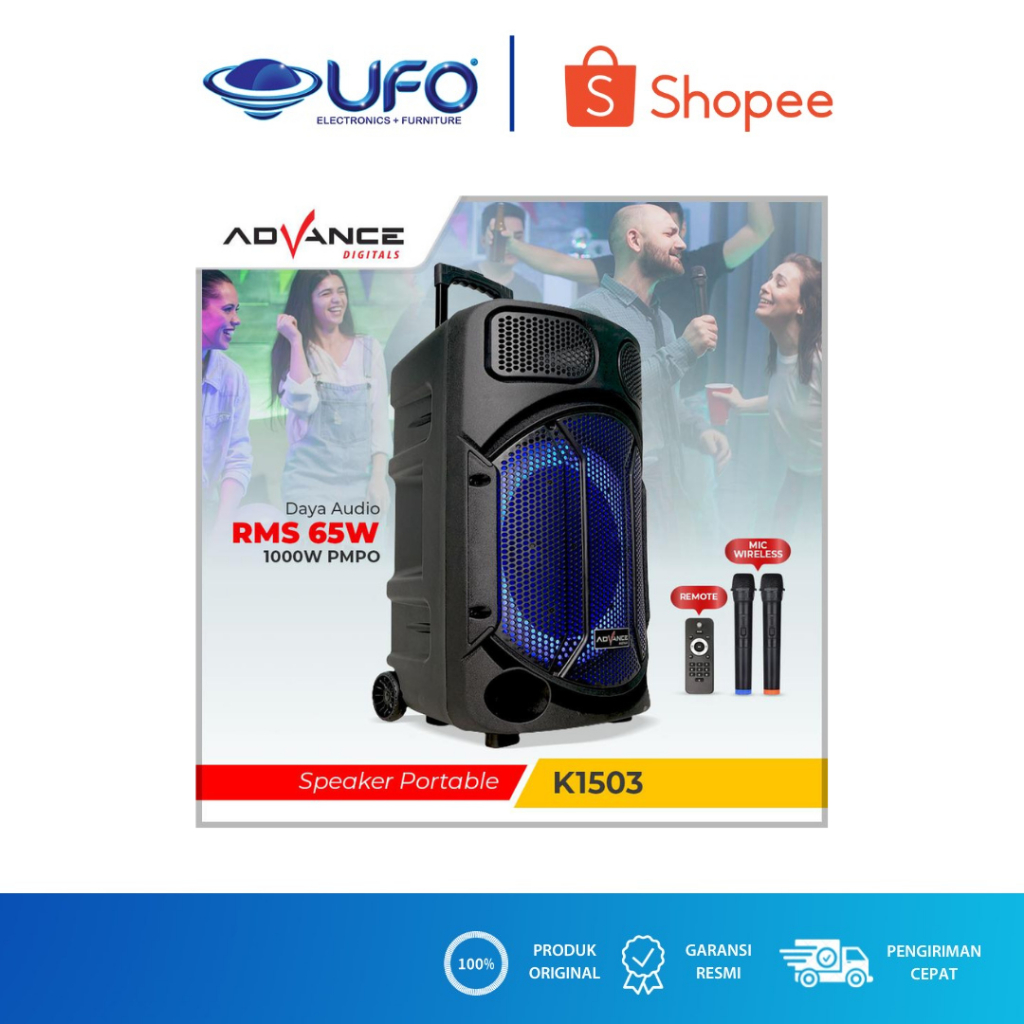 ADVANCE SPEAKER BLUETOOTH PORTABLE 15 INCH K1503