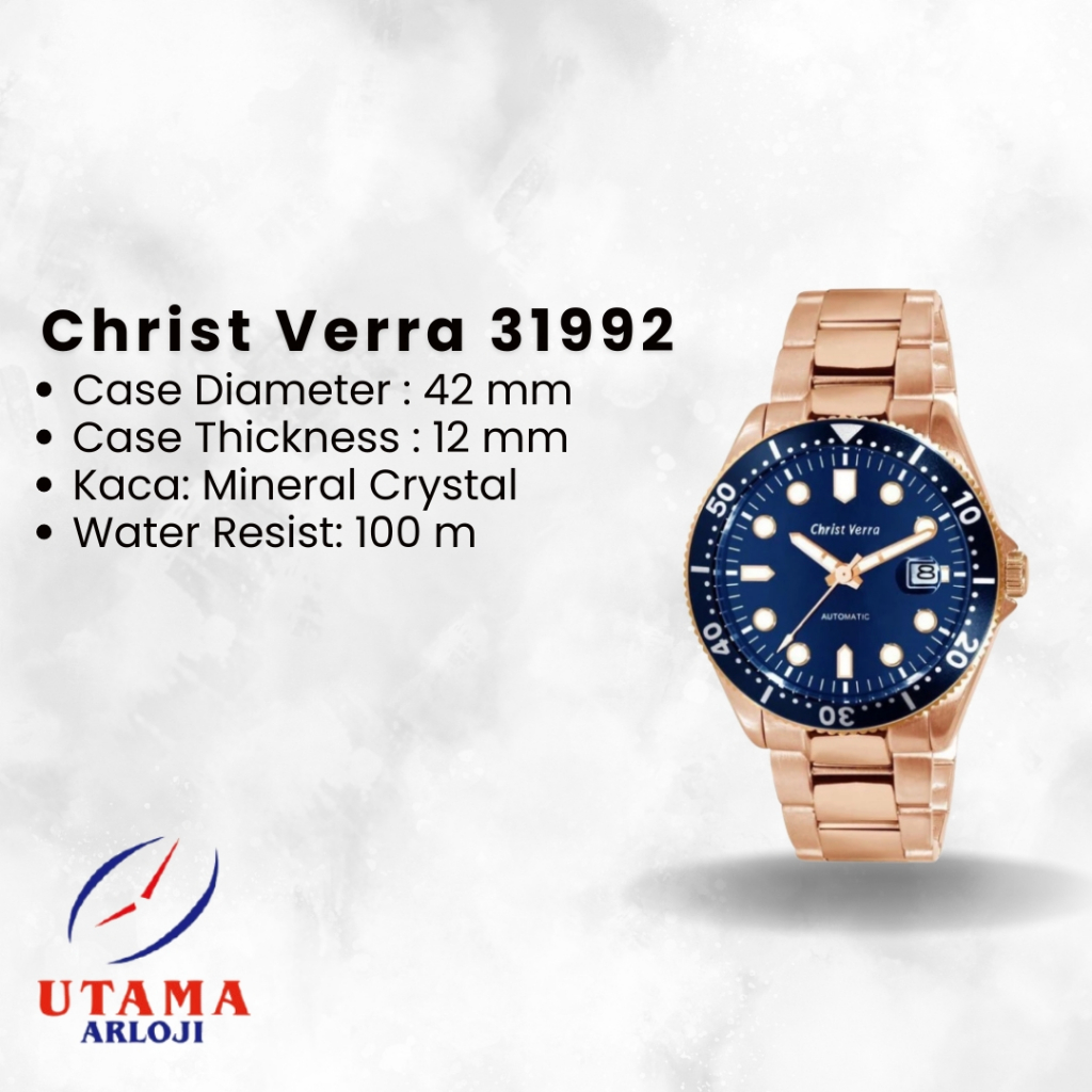 Christ Verra Automatic CV31992 Rosegold Blue Dial Jam Tangan Otomatis Pria