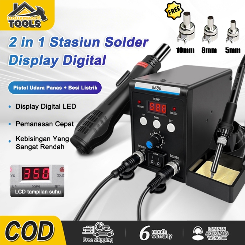 Solder Uap Blower Stasiun Solder Digital Display Hot Air Solder Blower Hot Air Gun Solder Besi​