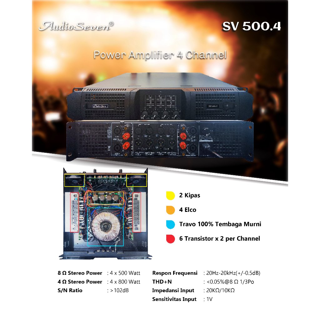 Power Amplifier Audio Seven SV 300 500 2 Channel & 4 Channel Original High Quality