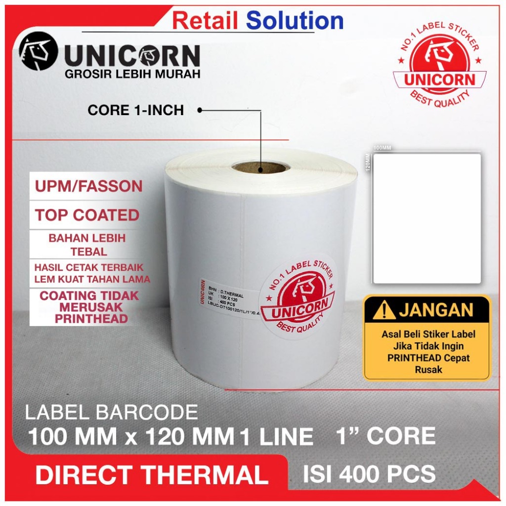 

Stiker Label Barcode Thermal 100x120 mm / 100 x 120 mm / 100x120mm
