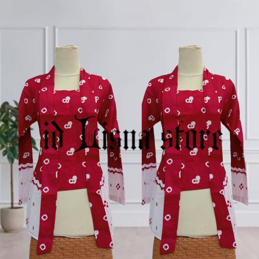 Atasan Kebaya Kutu Baru Jumputan Merah Putih Kebaya Modern