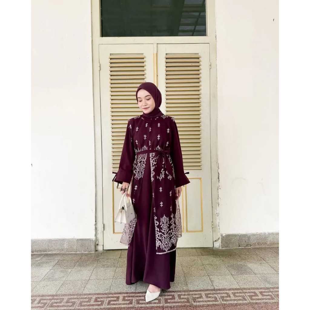 Cindy Salsabila Dress Gamis Terbaru Ceruty Babydoll Mix Brukat Mewah Dan Nyaman Buat kondangan BVM