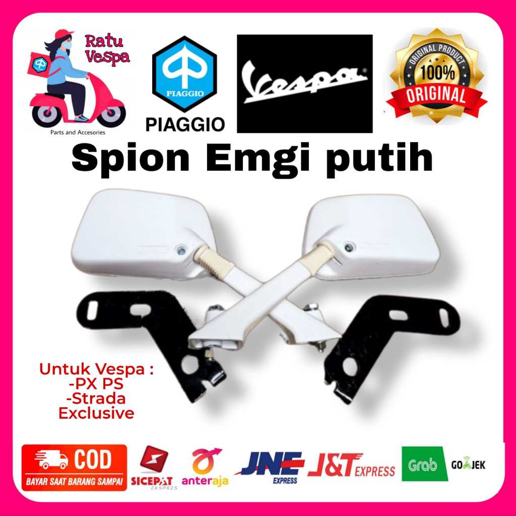Spion Emgi Putih Kalcer Vespa PS PX Strada Exclusive