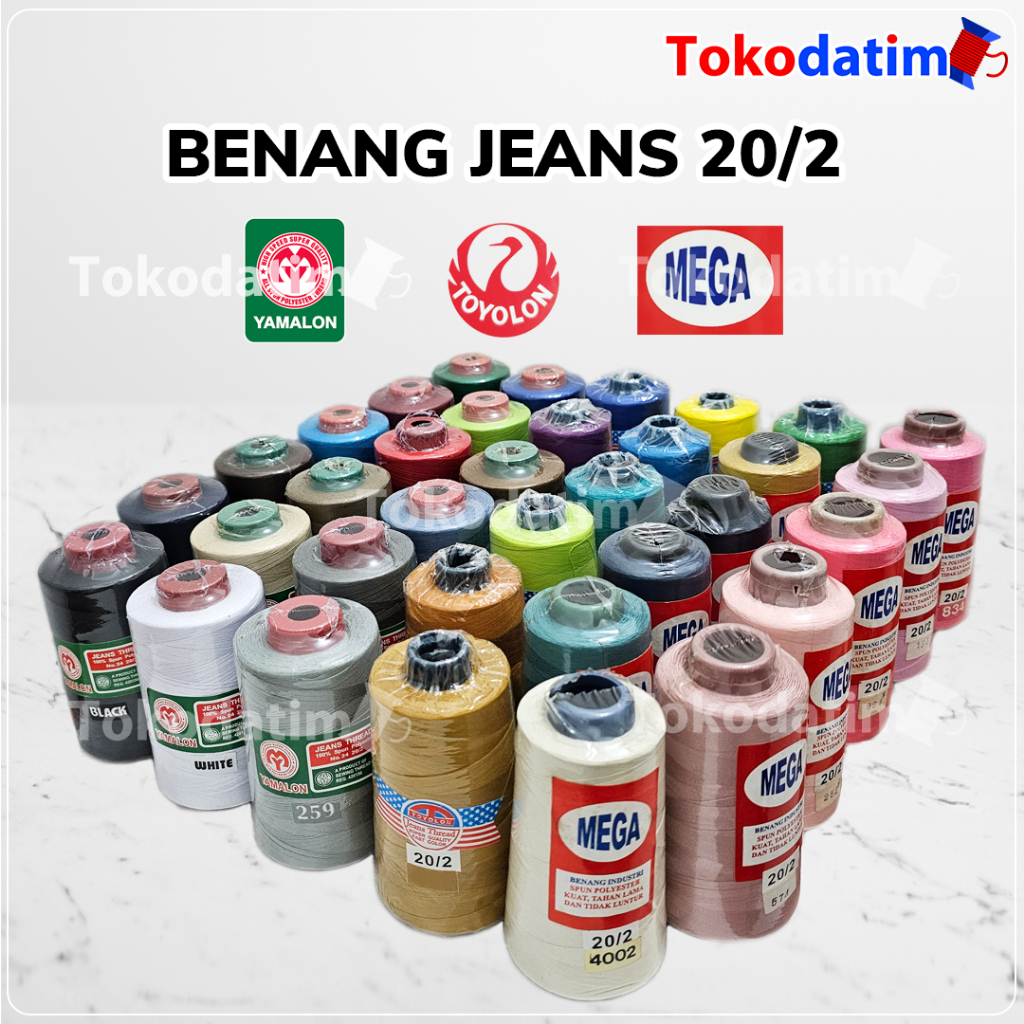 Benang Jahit Jeans 20/2 Yamalon Toyolon Mega per cone
