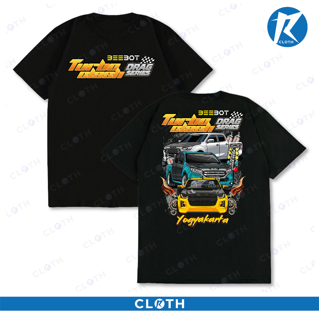 T-SHIRT KAOS TURBO CLASH DRAG SERIES BEEBOT DIESEL DRAG RACE COMBED 24S