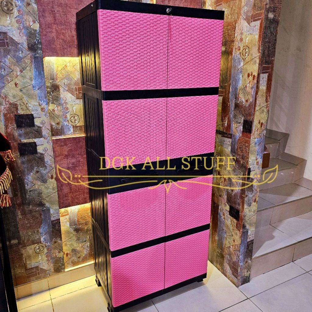 Lemari Baju Pakaian JUMBO BESAR Susun 4 EMPAT Tingkat Anak Bayi Serbaguna Serba guna Plastik Pintu P