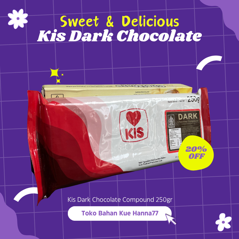 

Kis Dark Chocolate Compound 250gr Coklat Batang Hitam untuk Kue Dessert Brownies Leleh Coating
